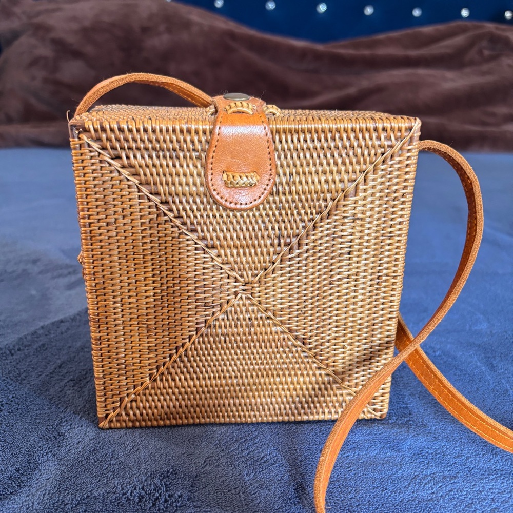 BOHO Rattan Square Crossbody Bag